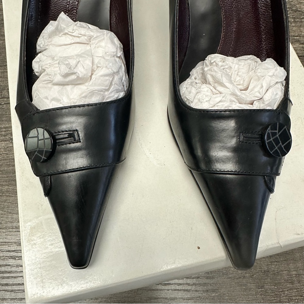 Via Spiga Black Pointed Leather 3” Heels Pumps NWB - Picture 3 of 12